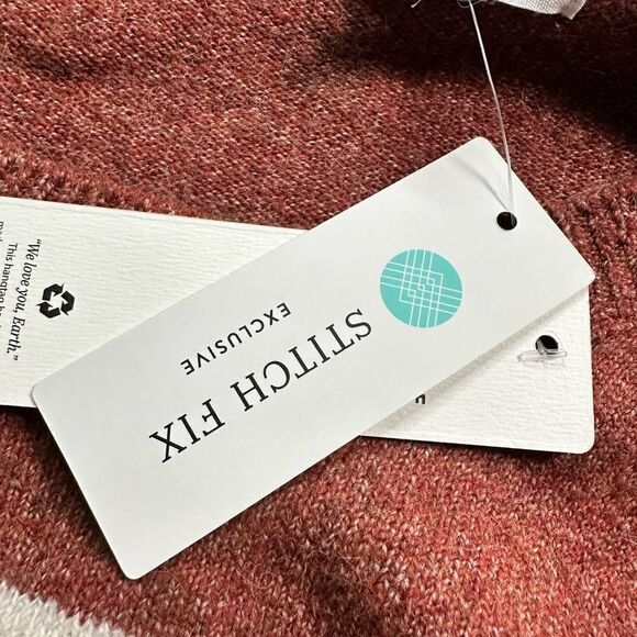 NWT Pinque Women’s Color Block Long Sleeve Crew Neck Sweater Brown/Cream - XL - Picture 7 of 7